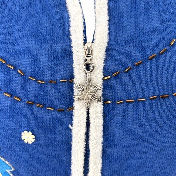 MERCER STREET STUDIO BLUE & WHITE CHRISTMAS HOLIDAY SWEATER VEST SNOWFLAKES TREE - Picture 3 of 5